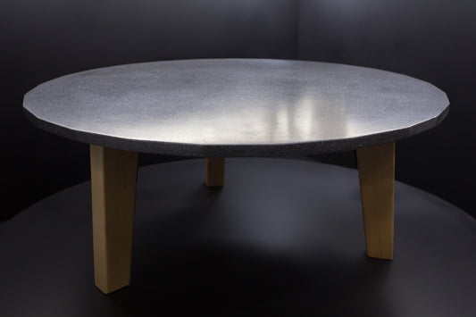 BetelArt Terrazzo stôl (Ø 80 cm) tmavosivý, terrazzo s ušľachtilým bazaltovým kameňom,